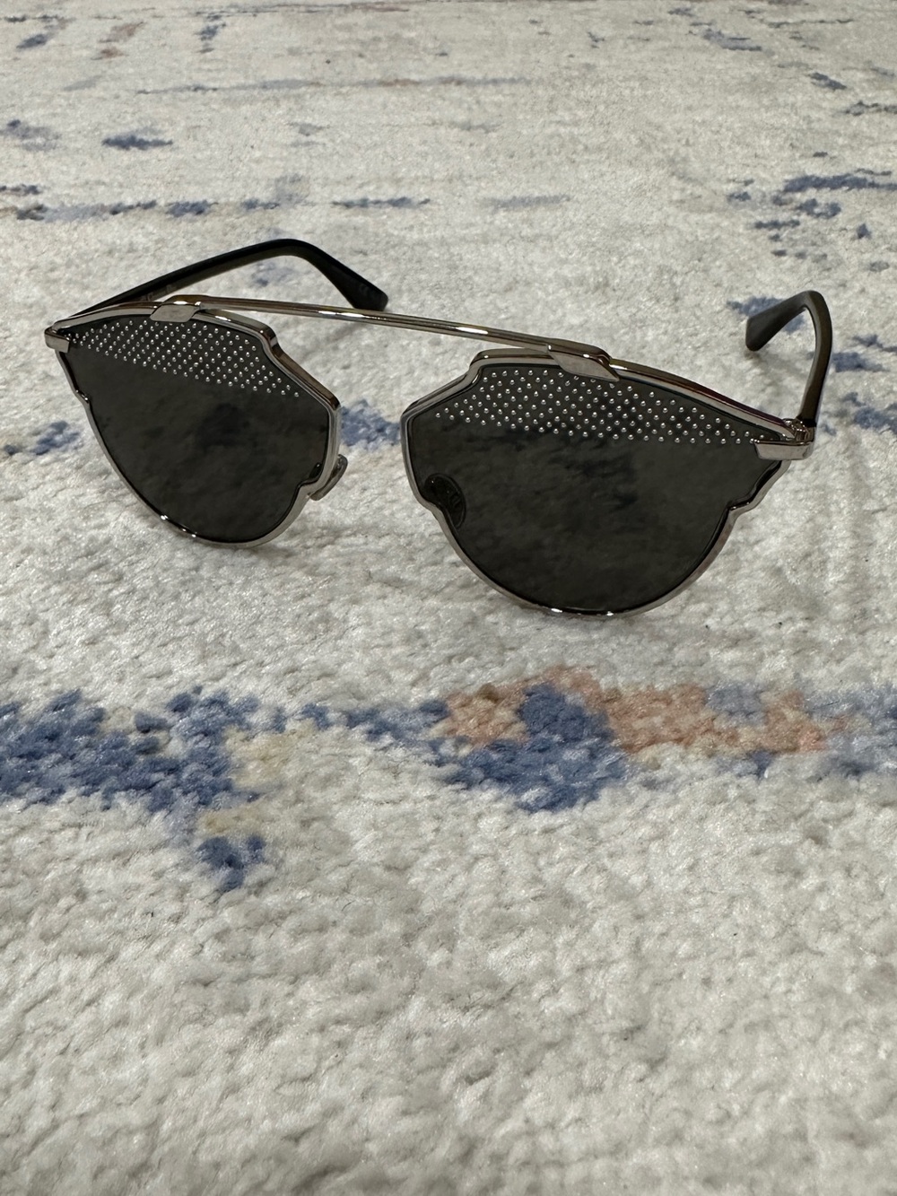 Dior Women's Silver Frame Sunglasses with Black Lenses